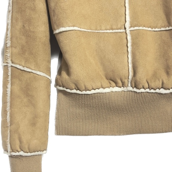 Seventy seven 77 vintage small medium faux suede shearling hooded bomber jacket - Picture 5 of 5